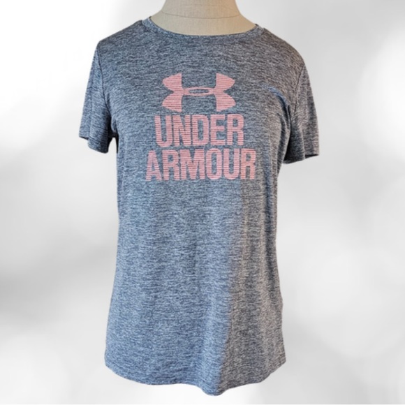 EUC Under Armour  Graphic Twist Big Logo T-Shirt, Size Small Petite - Picture 1 of 5